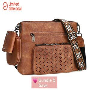 Medium Crossbody Bag with Multi Pockets, Adjustable Strap, PU Leather